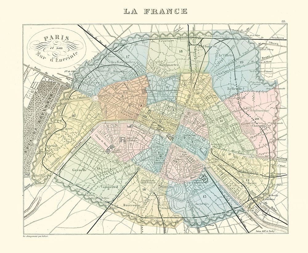 Paris France - Migeon 1869 art print by Migeon for $57.95 CAD