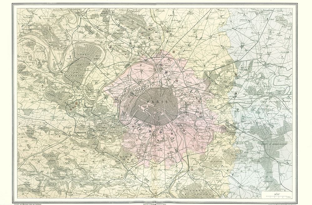 Paris France Region - Migeon 1869 art print by Migeon for $57.95 CAD