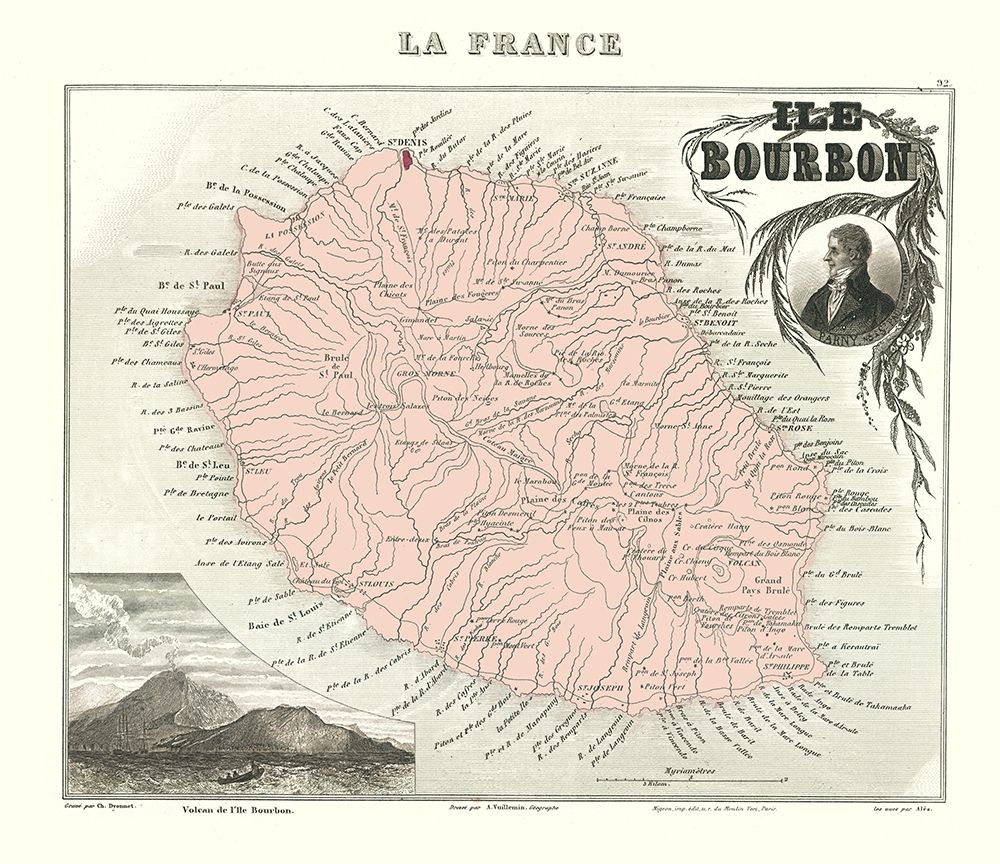 Africa Reunion Department France Ile Bourbon art print by Migeon for $57.95 CAD