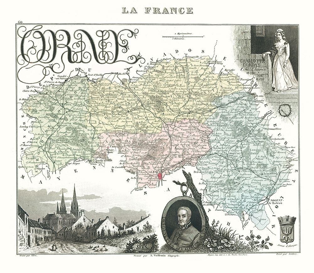 Orne Department France - Migeon 1869 art print by Migeon for $57.95 CAD