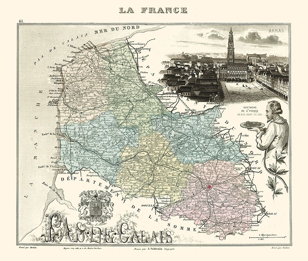 Pas de Calais Department France - Migeon 1869 art print by Migeon for $57.95 CAD