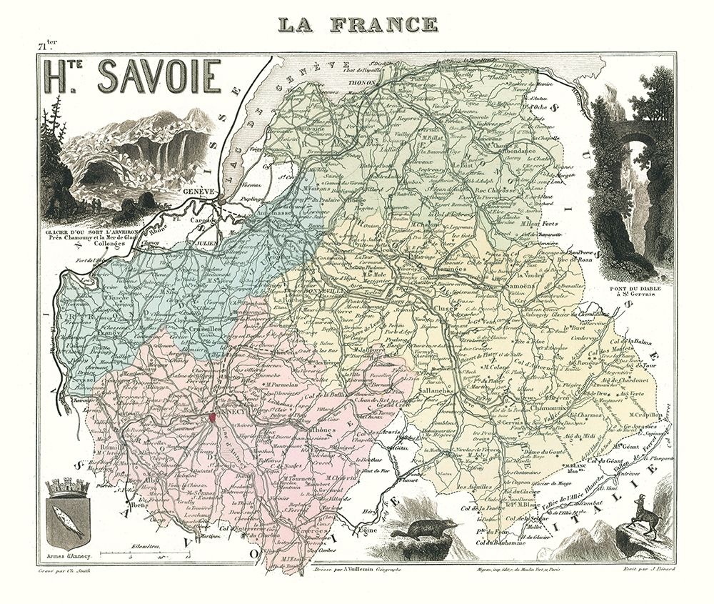 Haute Savoie Department France - Migeon 1869 art print by Migeon for $57.95 CAD