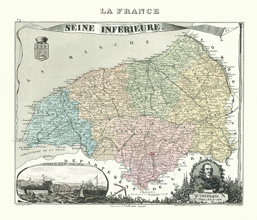 Seine Inferieure Department France - Migeon 1869 art print by Migeon for $57.95 CAD
