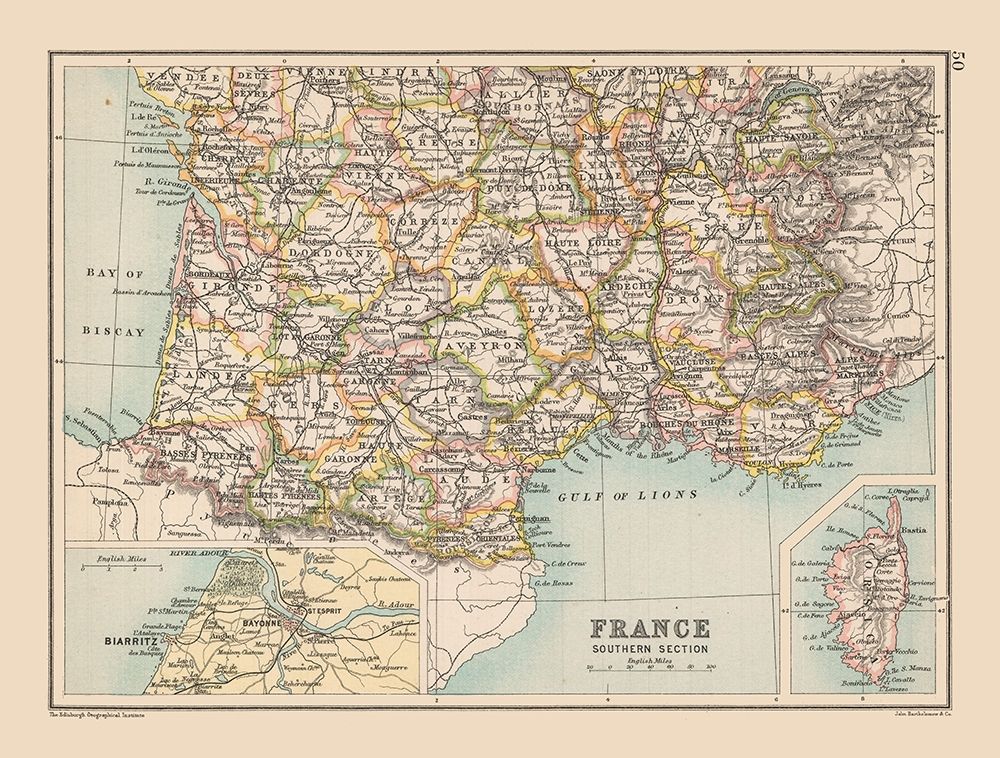 Southern France - Bartholomew 1892 art print by Bartholomew for $57.95 CAD