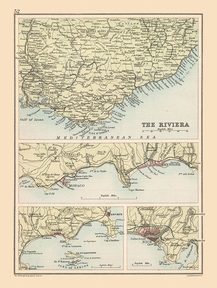 French Riviera France - Bartholomew 1892 art print by Bartholomew for $57.95 CAD