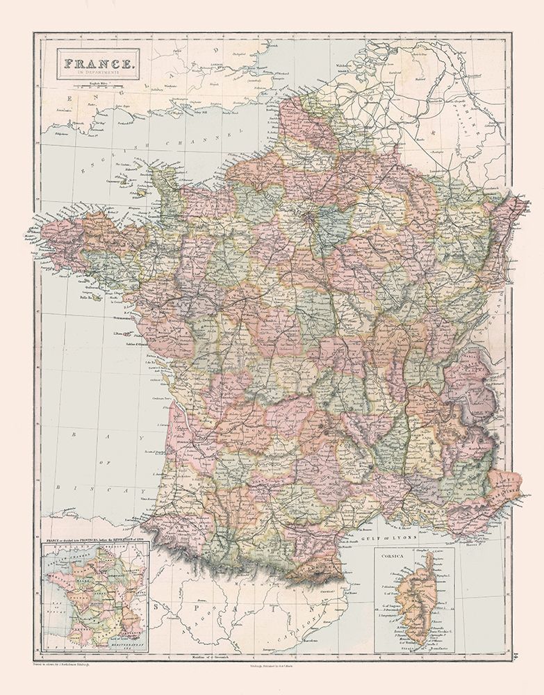 Departments of France - Black 1867 art print by Black for $57.95 CAD