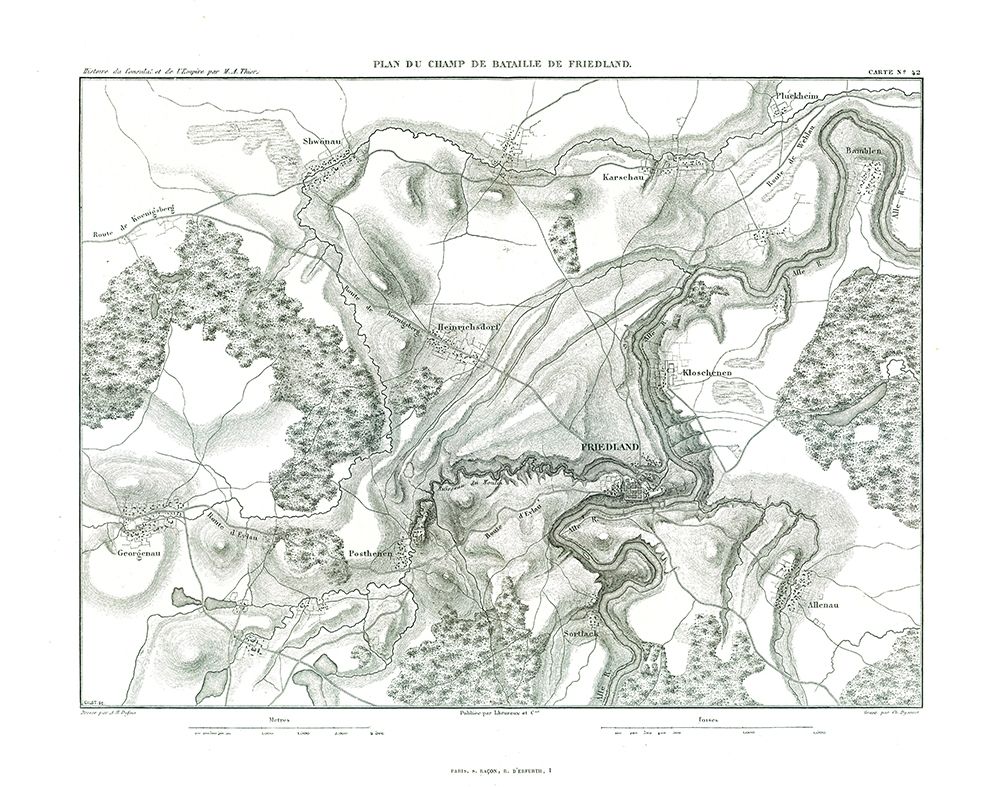 Battle of Friedland, Field Plan - Thiers 1866 art print by Unknown for $57.95 CAD