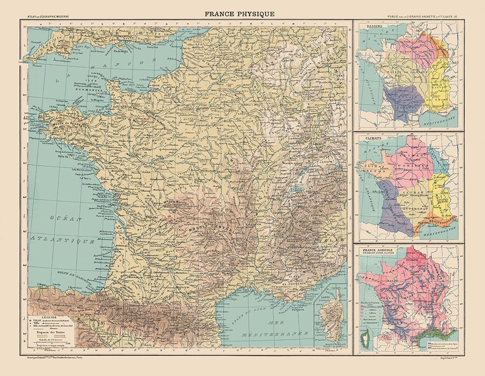 Physical France - Schrader 1908 art print by Schrader for $57.95 CAD