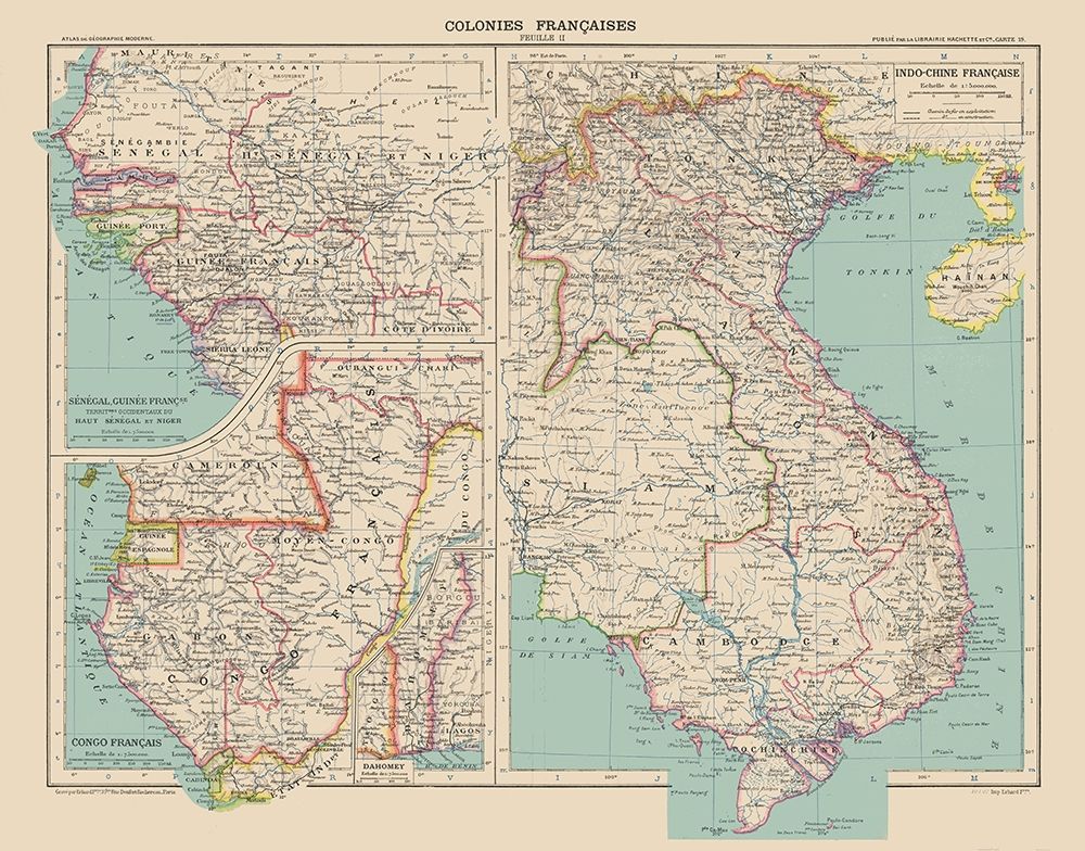 French Colonies France - Schrader 1908 art print by Schrader for $57.95 CAD