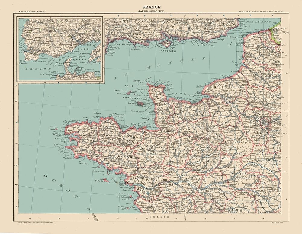 North West France - Schrader 1908 art print by Schrader for $57.95 CAD