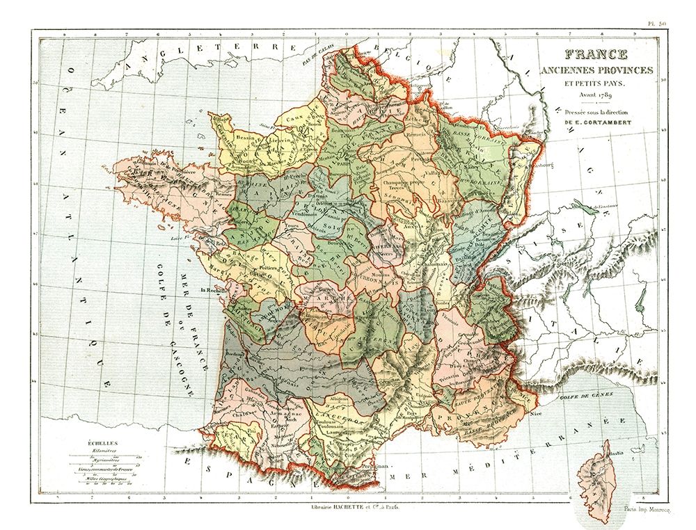 Ancient Provinces of France - Cortambert 1880 art print by Cortambert for $57.95 CAD