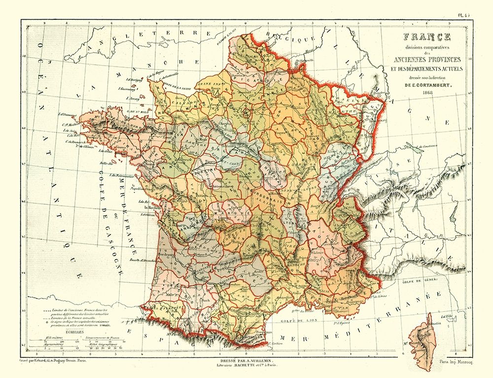 Ancient Provinces of France - Cortambert 1868 art print by Cortambert for $57.95 CAD