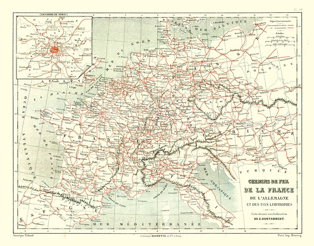 Railroads France - Cortambert 1880 art print by Cortambert for $57.95 CAD