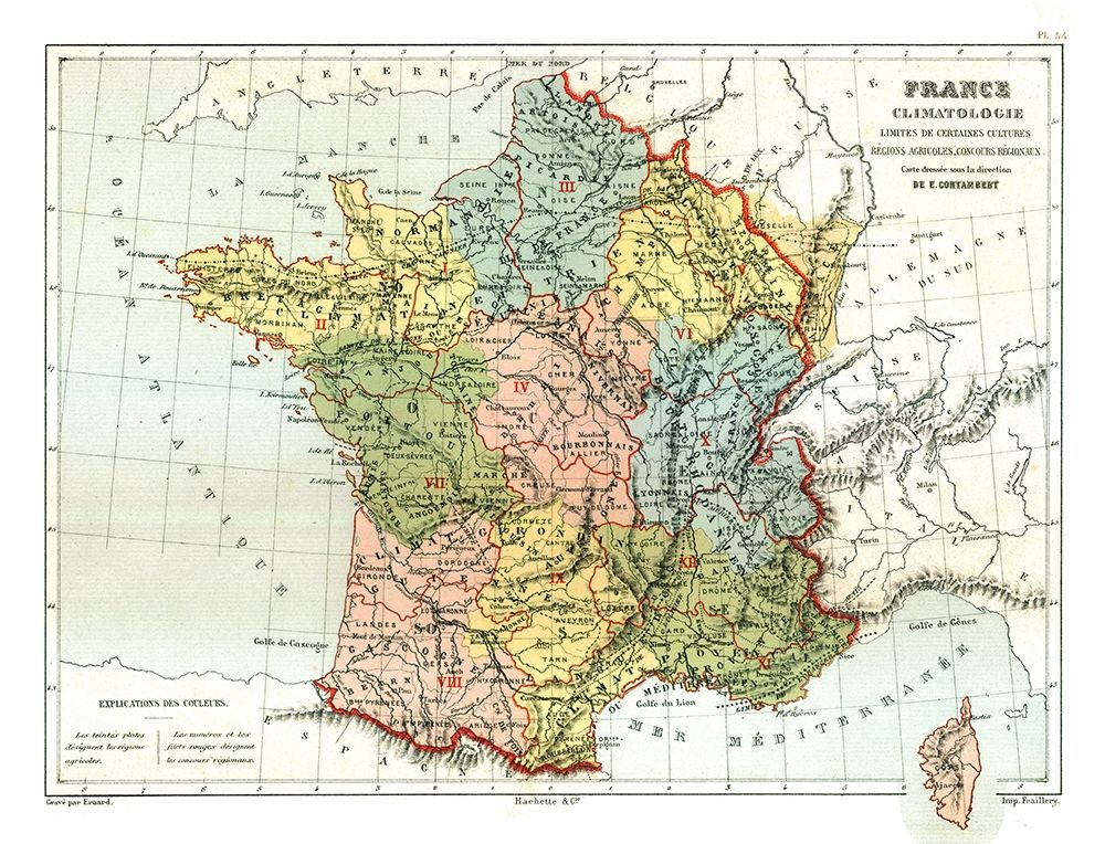 Climatology France - Cortambert 1880 art print by Cortambert for $57.95 CAD
