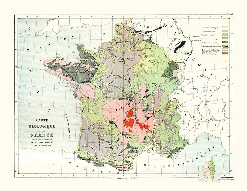 Geological France - Cortambert 1880 art print by Cortambert for $57.95 CAD