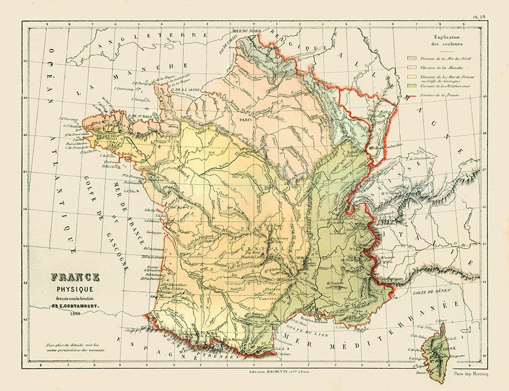 Physical France - Cortambert 1880 art print by Cortambert for $57.95 CAD