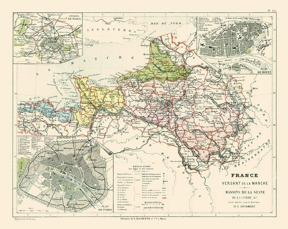 Basins of Seine France - Cortambert 1880 art print by Cortambert for $57.95 CAD