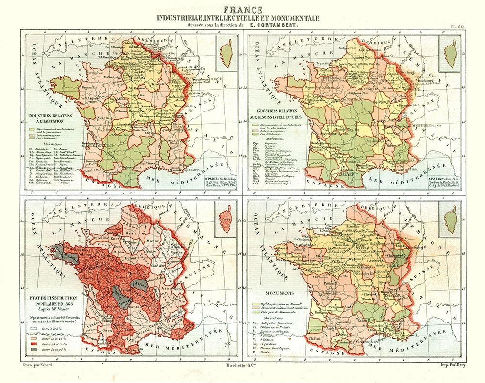 Industries Monuments France - Cortambert 1880 art print by Cortambert for $57.95 CAD