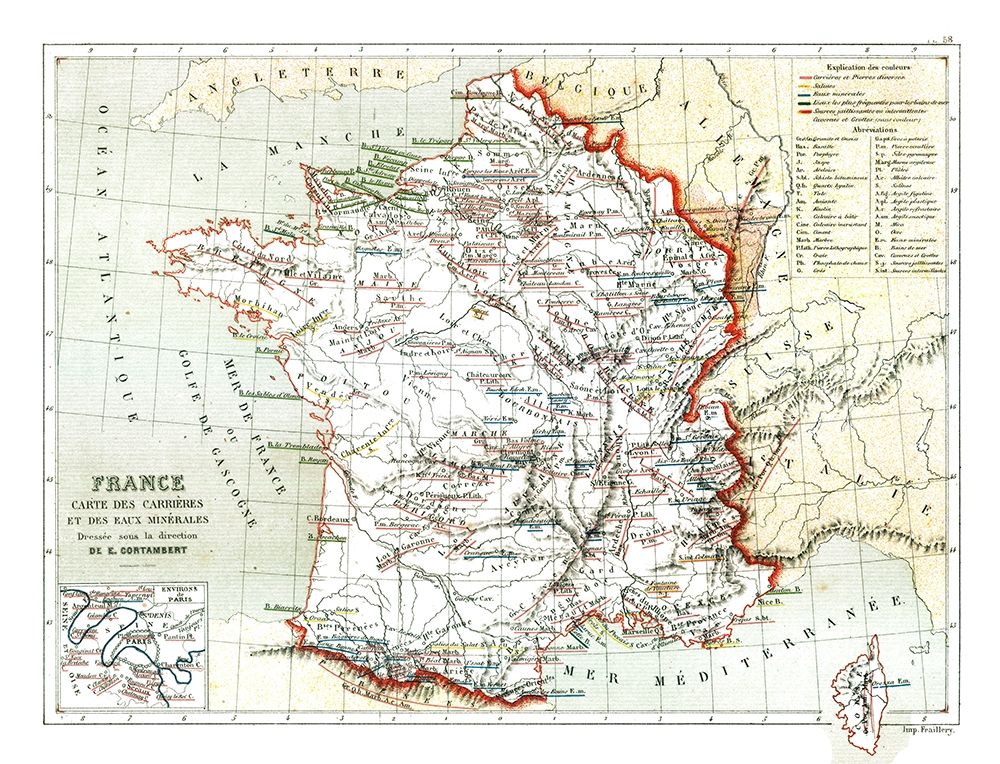 Mineral Routs France - Cortambert 1880 art print by Cortambert for $57.95 CAD