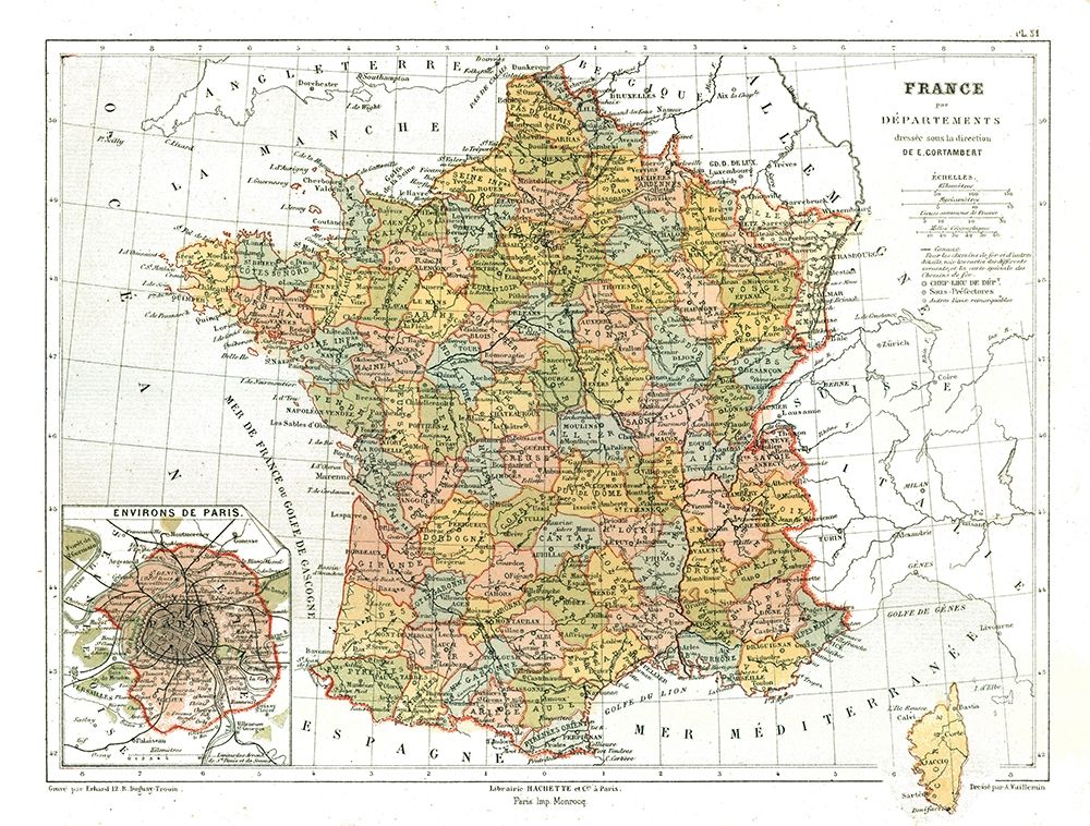France - Cortambert 1880 art print by Cortambert for $57.95 CAD