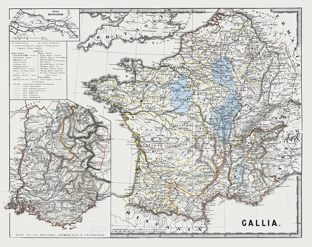 Gallia France - Spruner 1865 art print by Spruner for $57.95 CAD