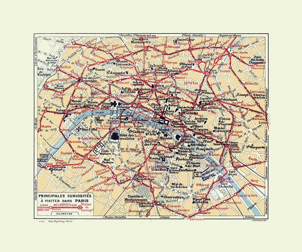 Tourist Attractions Paris France - Hermann 1921 art print by Hermann for $57.95 CAD