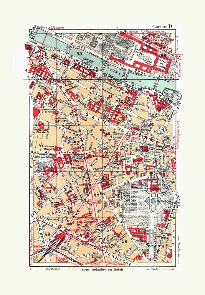 Central Paris France - Blue Guides 1921 art print by Blue Guides for $57.95 CAD
