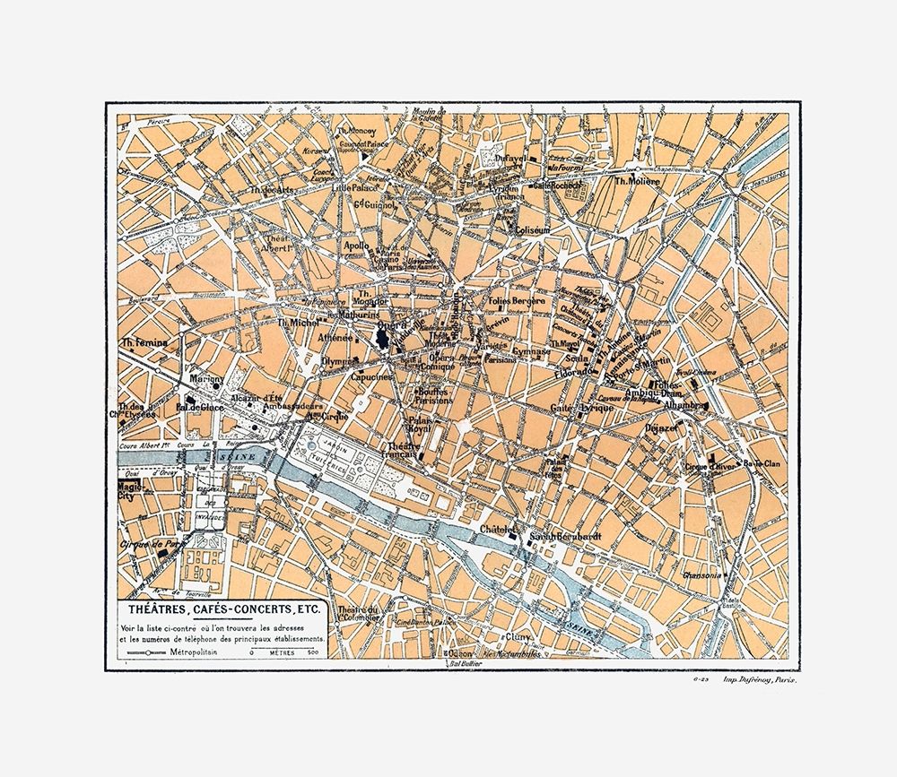 Theatres Cafes Paris France - Blue Guides 1921 art print by Blue Guides for $57.95 CAD