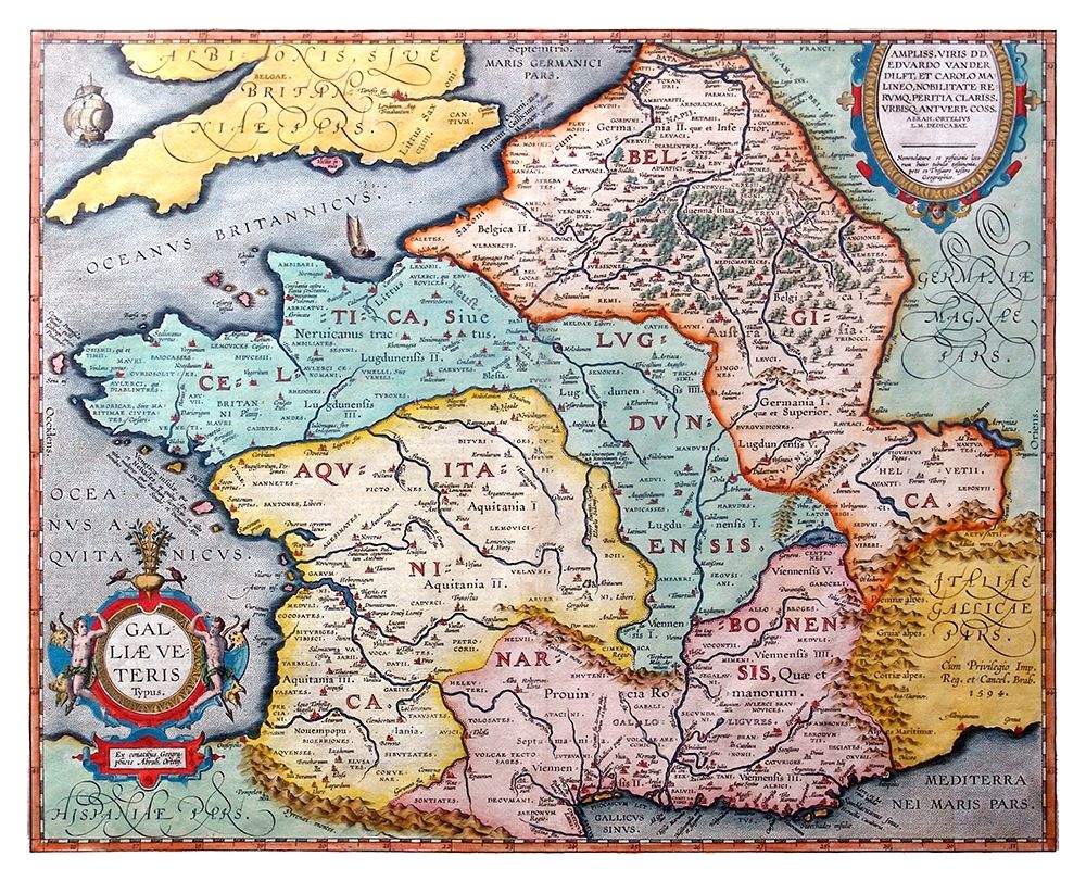 Ancient France - Ortelius 1570 art print by Ortelius for $57.95 CAD