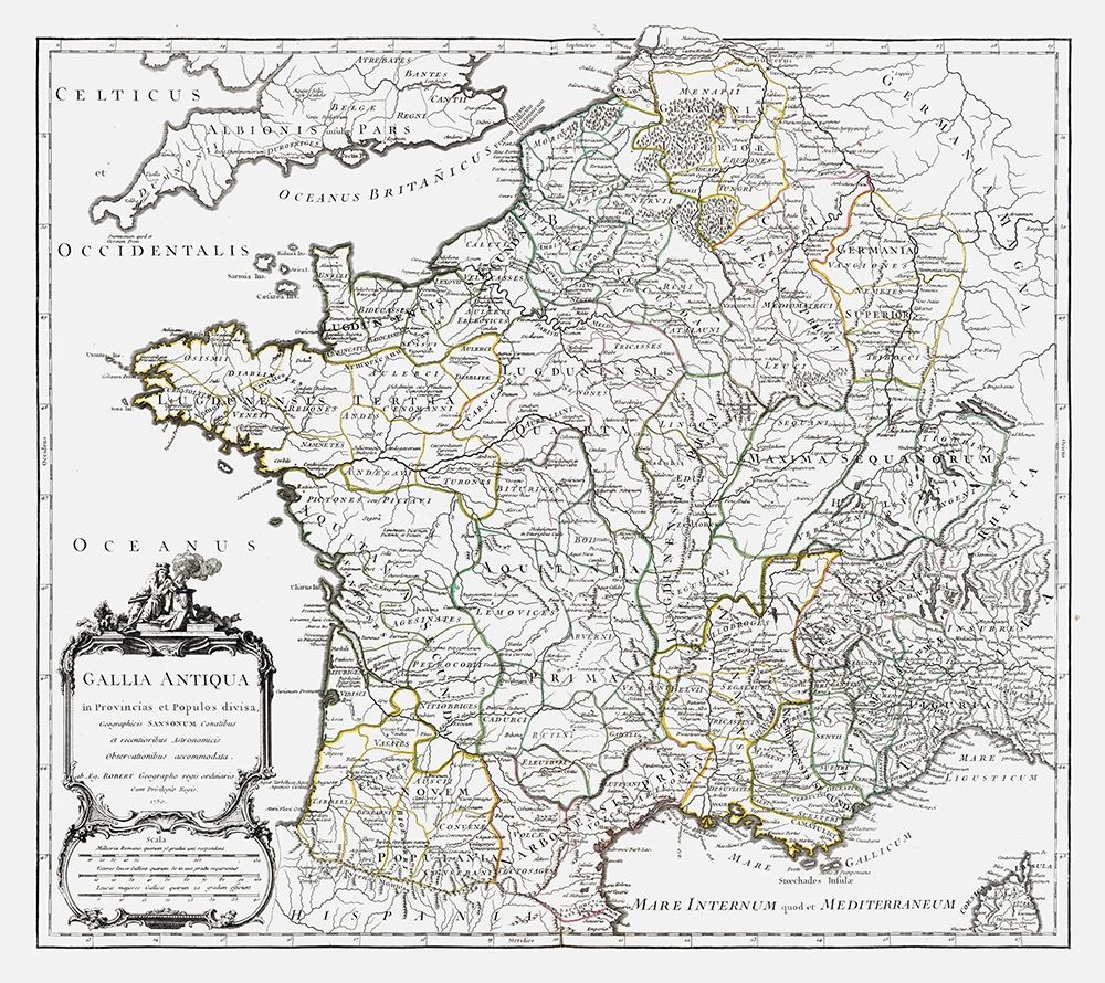 Ancient France - Vaugondy 1757 art print by Vaugondy for $57.95 CAD