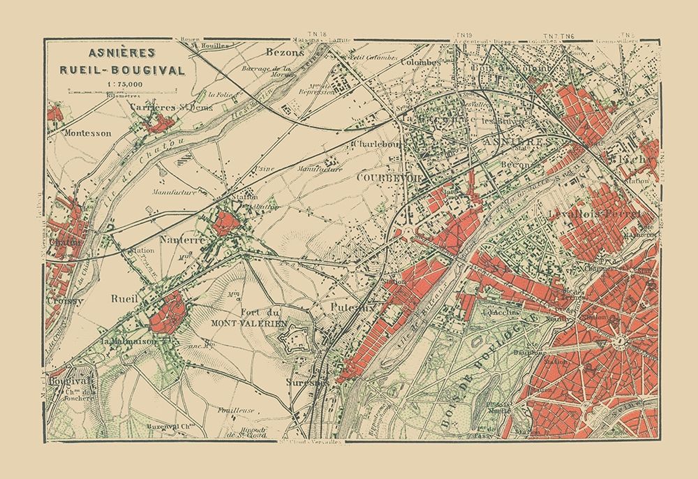 Asnieres Rueil Bougival Paris France art print by Baedeker for $57.95 CAD