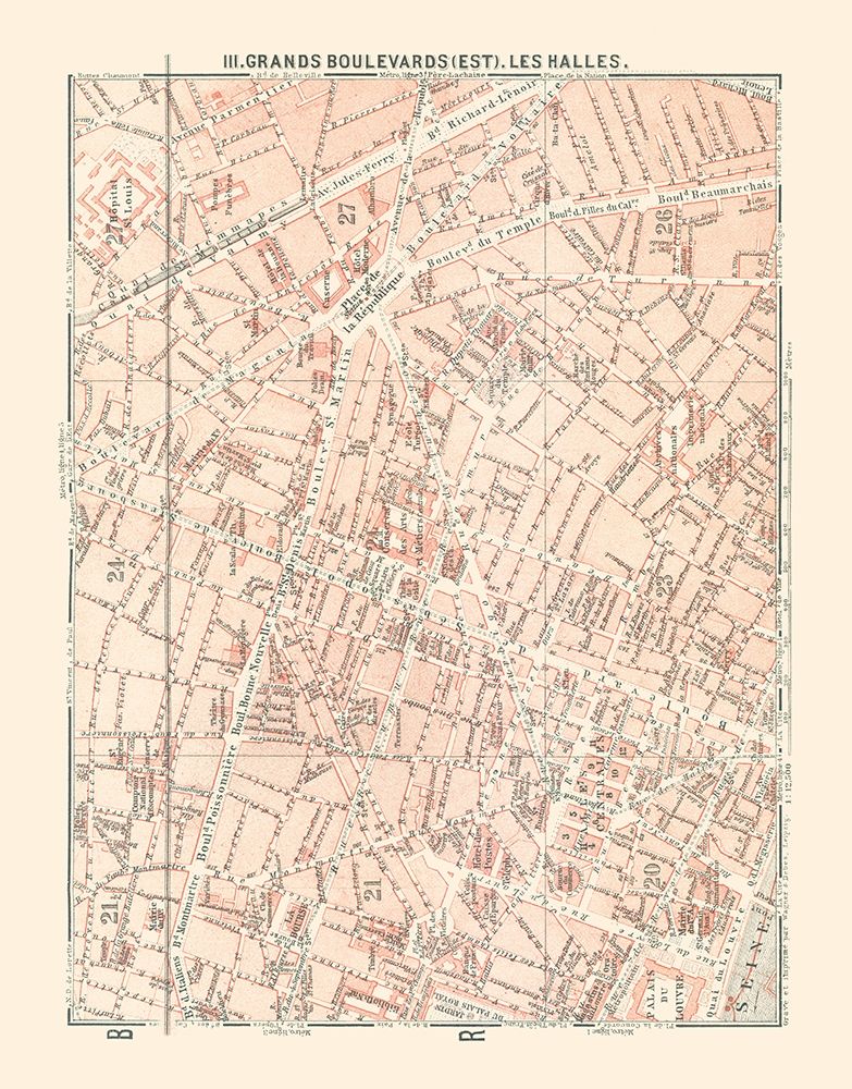Les Halles Paris France - Baedeker 1911 art print by Baedeker for $57.95 CAD