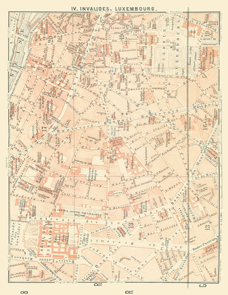 Invalides Luxembourg Paris France - Baedeker 1911 art print by Baedeker for $57.95 CAD