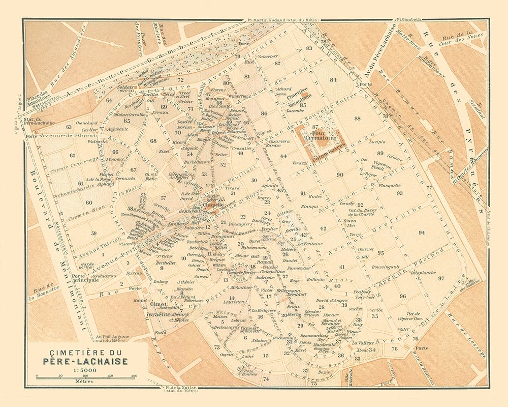 Pere Lachaise Cemetery Paris France - Baedeker art print by Baedeker for $57.95 CAD