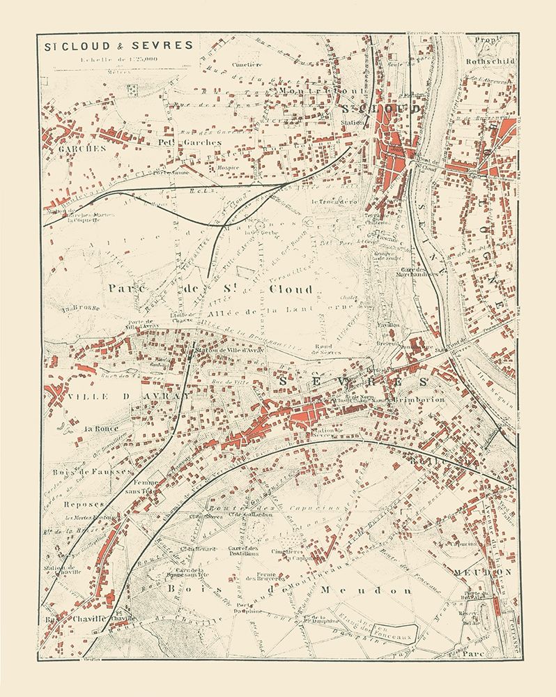 Saint Cloud Sevres Paris France - Baedeker 1911 art print by Baedeker for $57.95 CAD