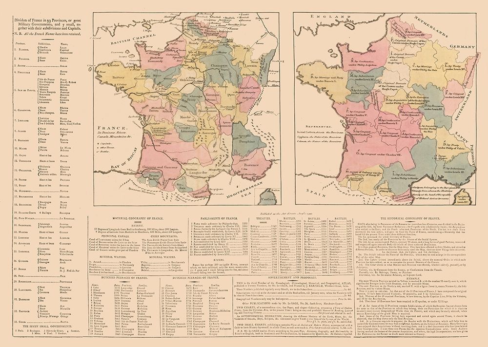 France - Le Sage 1801 art print by Le Sage for $57.95 CAD