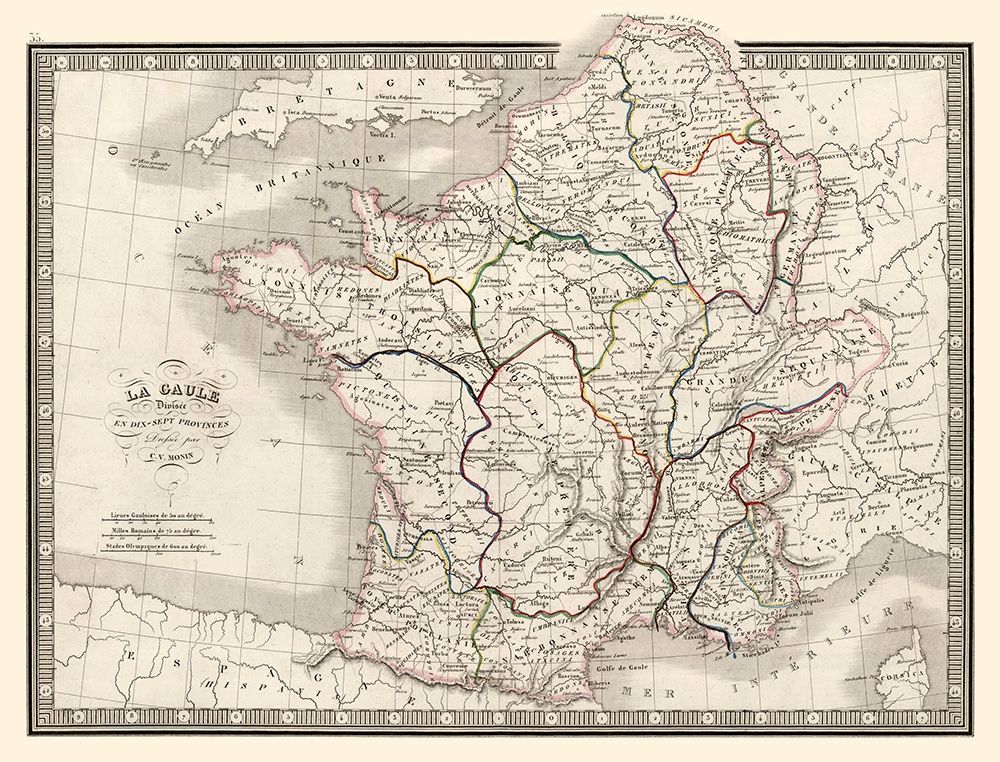 Ancient France Ten Provinces - Monin 1839 art print by Monin for $57.95 CAD