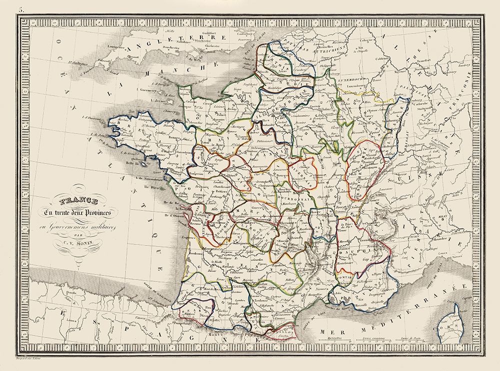 Thirty Two Provinces France - Monin 1839 art print by Monin for $57.95 CAD