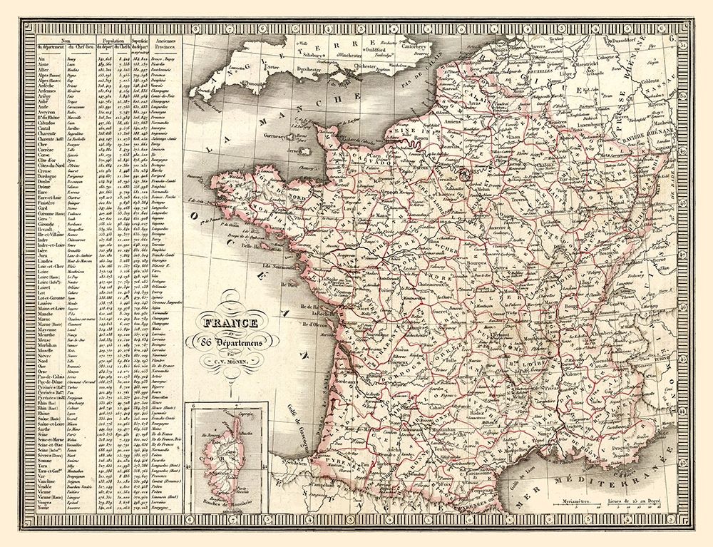 86 Departments France - Monin 1839 art print by Monin for $57.95 CAD