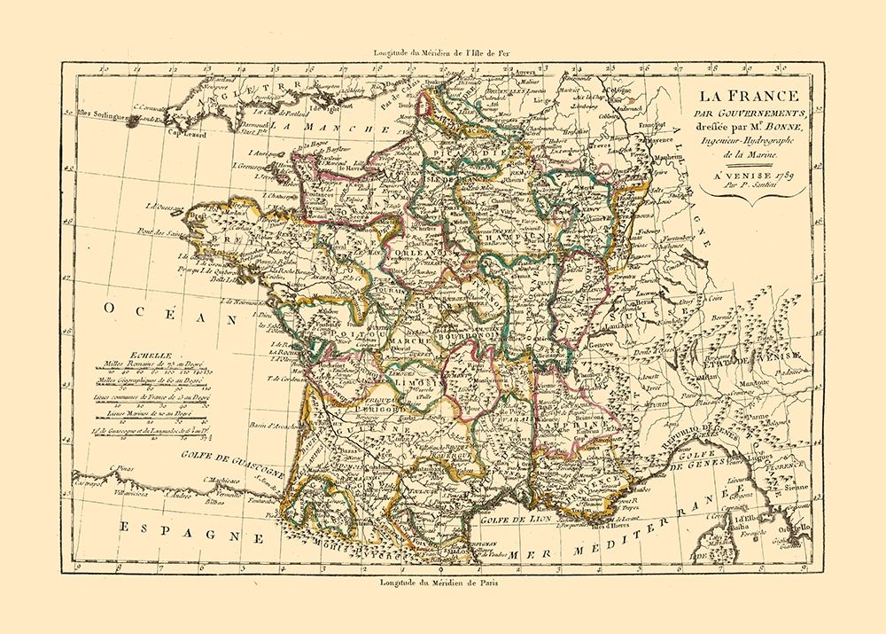 France Departments - Santini 1794 art print by Santini for $57.95 CAD