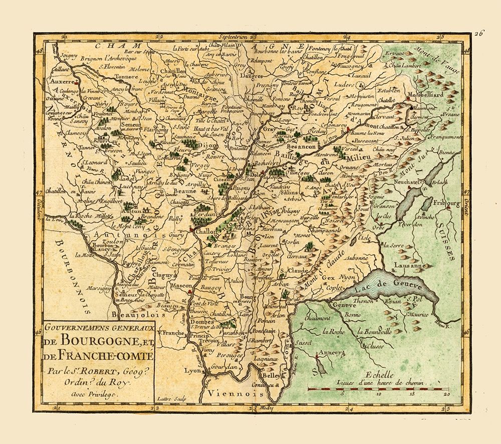 Burgundy Franche-Comte France - Robert 1748 art print by Robert for $57.95 CAD