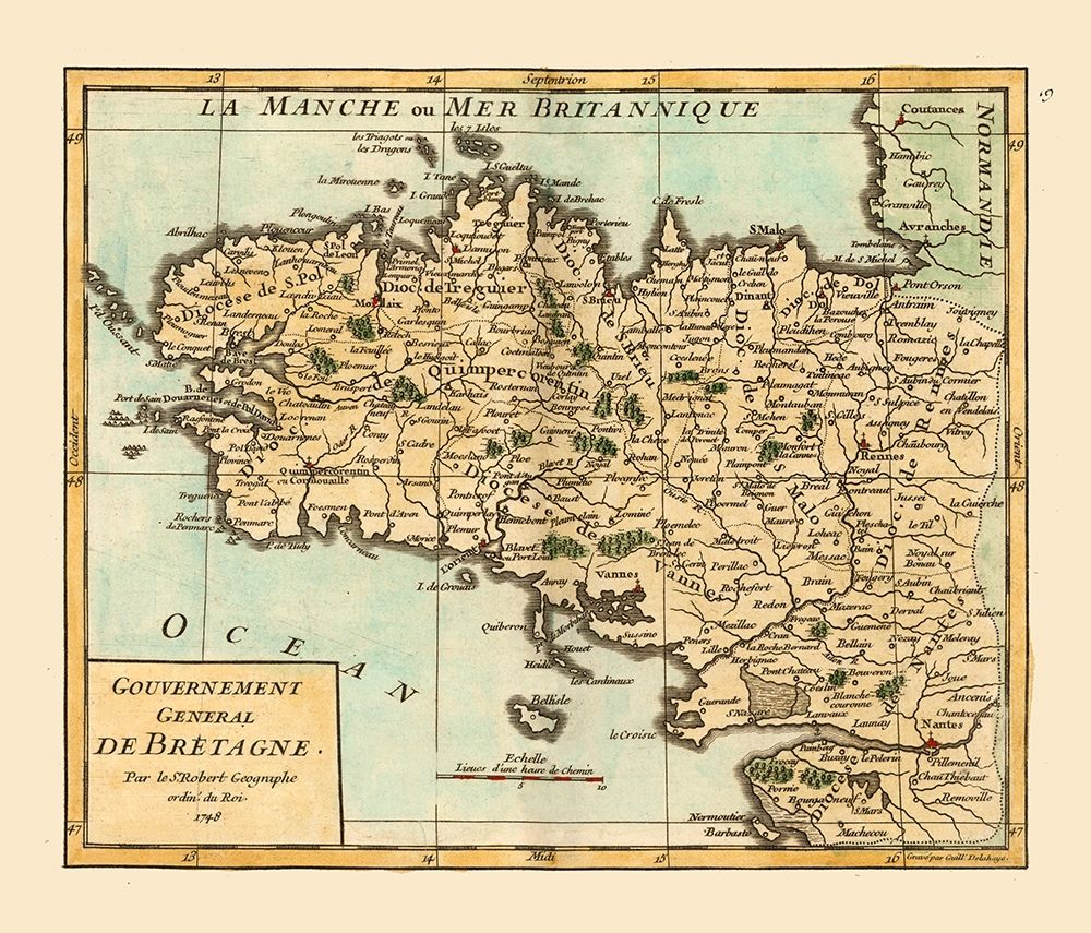 Brittany Province France - Robert 1748 art print by Robert for $57.95 CAD