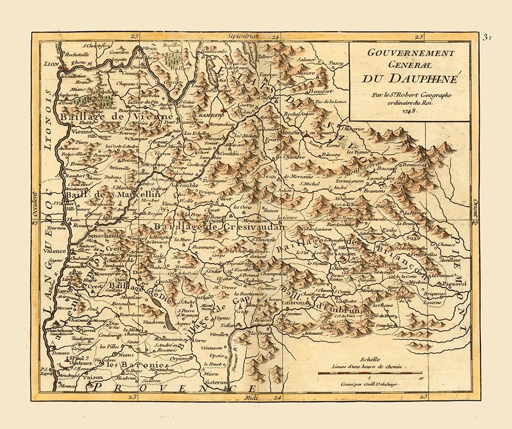 Dauphine Region France - Robert 1748 art print by Robert for $57.95 CAD