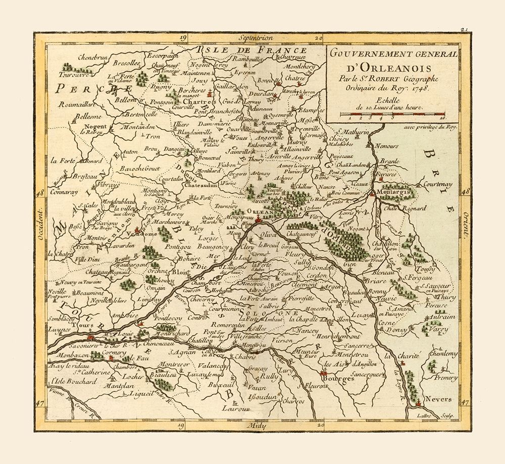 Orleans Province France - Robert 1748 art print by Robert for $57.95 CAD