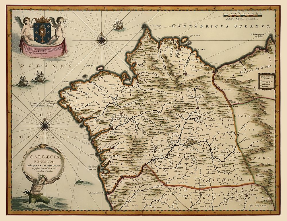 Iberian Peninsula Galicia Spain - Blaeu 1635 art print by Blaeu for $57.95 CAD