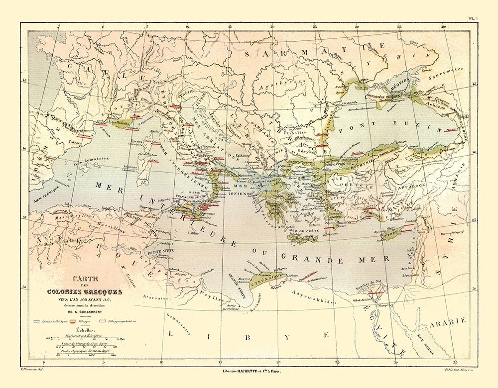 Middle East Greek Colonies Around 500 B.C. art print by Cortambert for $57.95 CAD