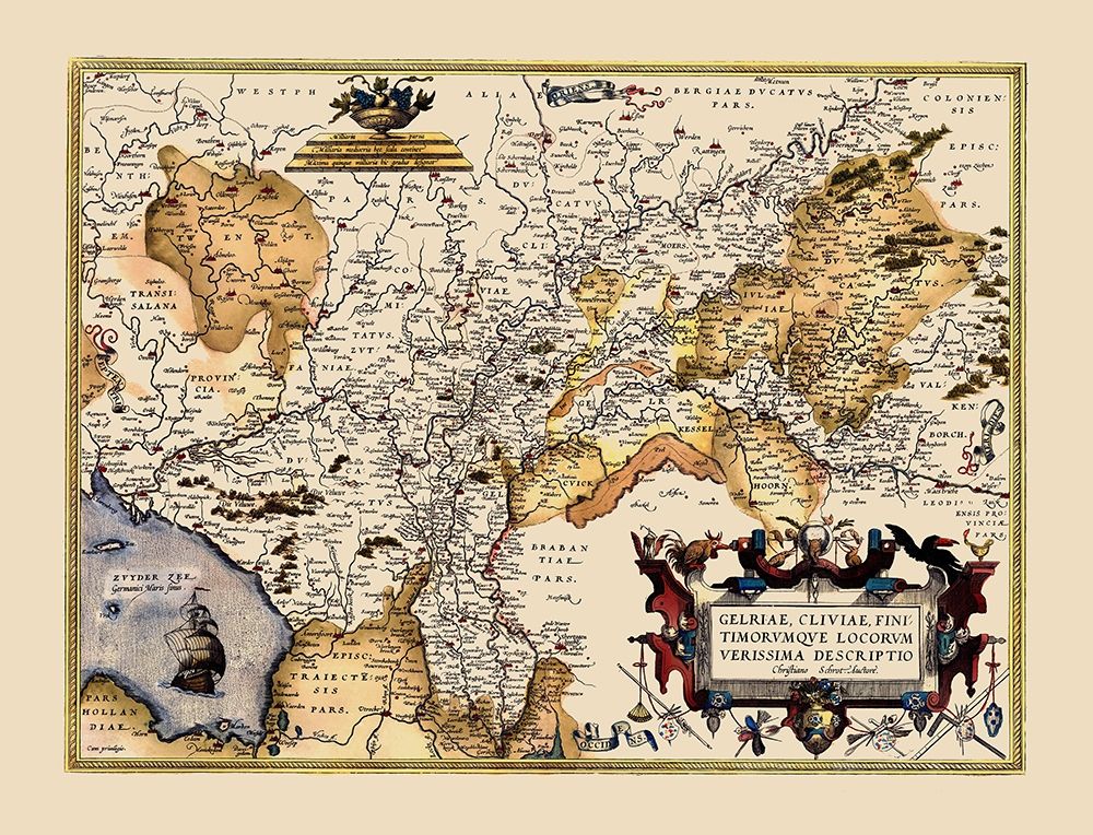 Gelderland Netherlands - Ortelius 1595 art print by Ortelius for $57.95 CAD
