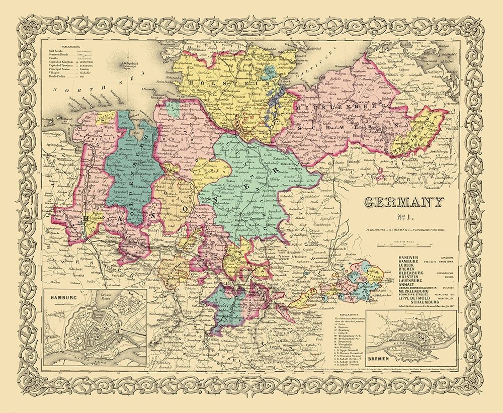 Germany 1 - Colton 1855 art print by Colton for $57.95 CAD