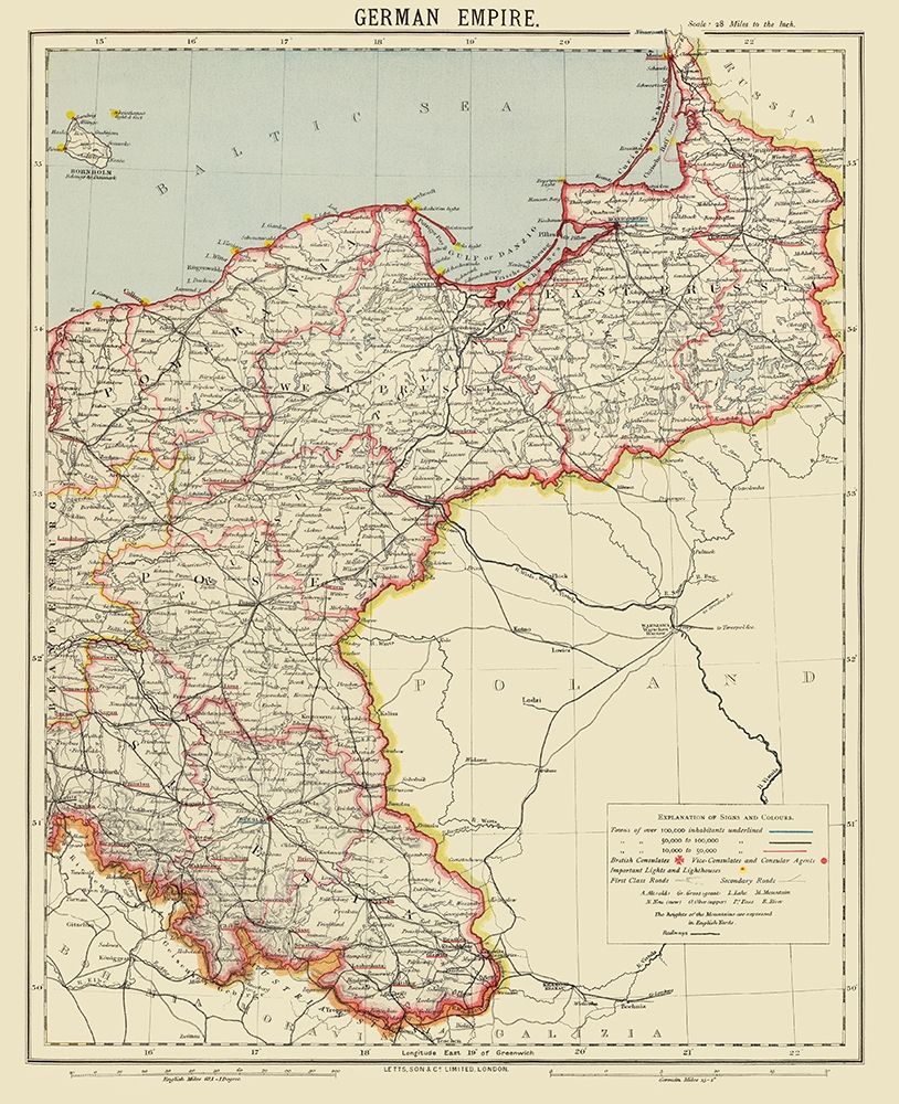 German Empire 2 Germany - Letts 1883 art print by Letts for $57.95 CAD