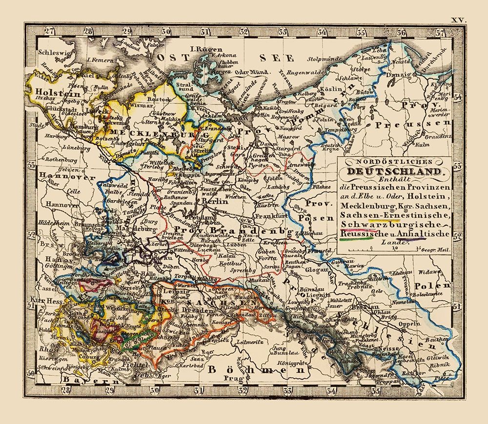 Europe Northern Germany - Stieler 1852 art print by Stieler for $57.95 CAD